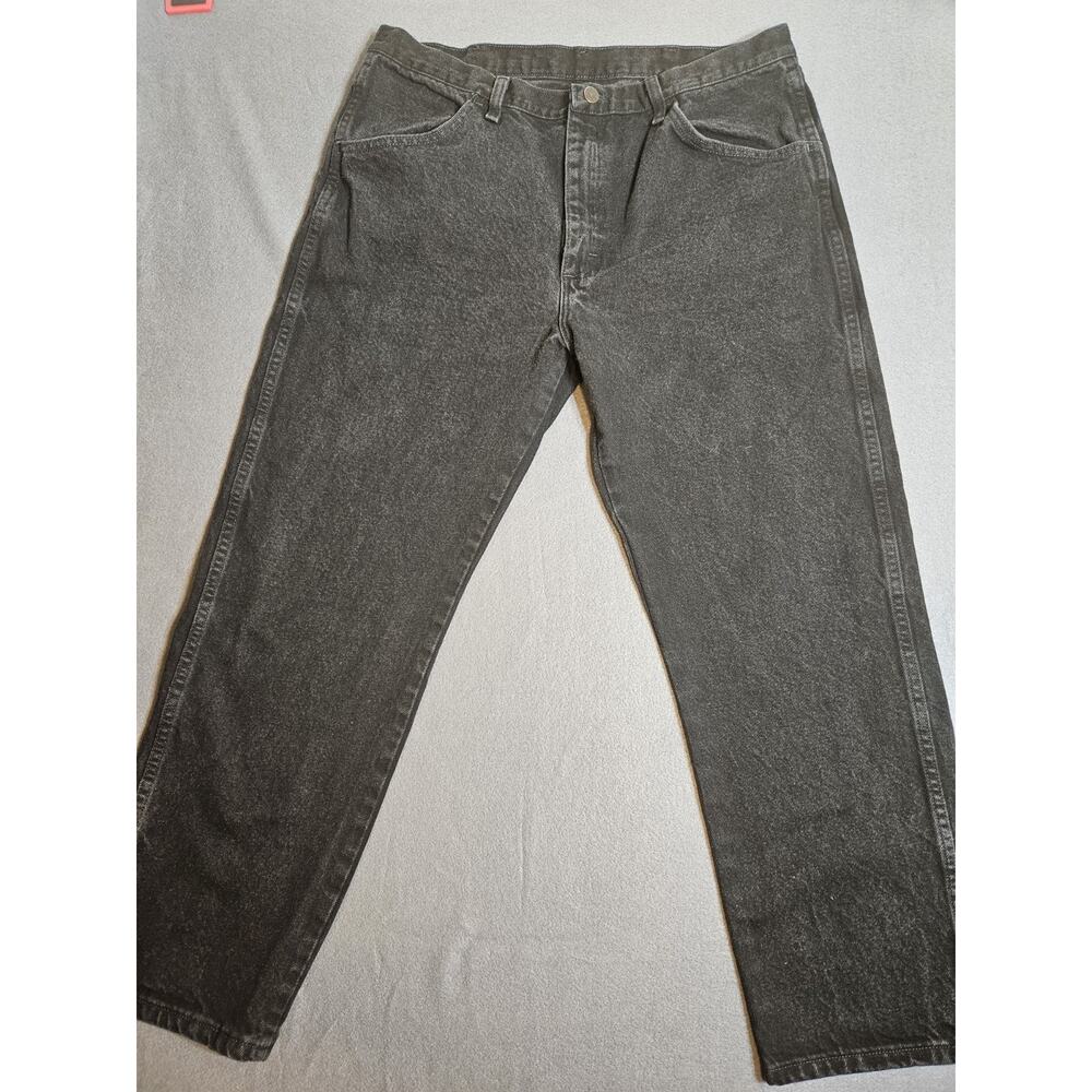Rustler Jeans Mens 38x29 Black Cowboy Straight Button Zip Denim Dark Wash